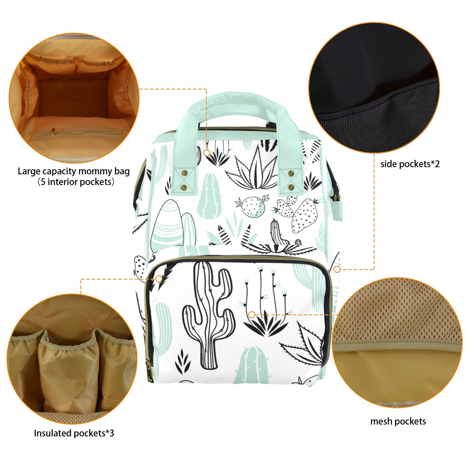 Cactus Multi-Function Diaper Bag