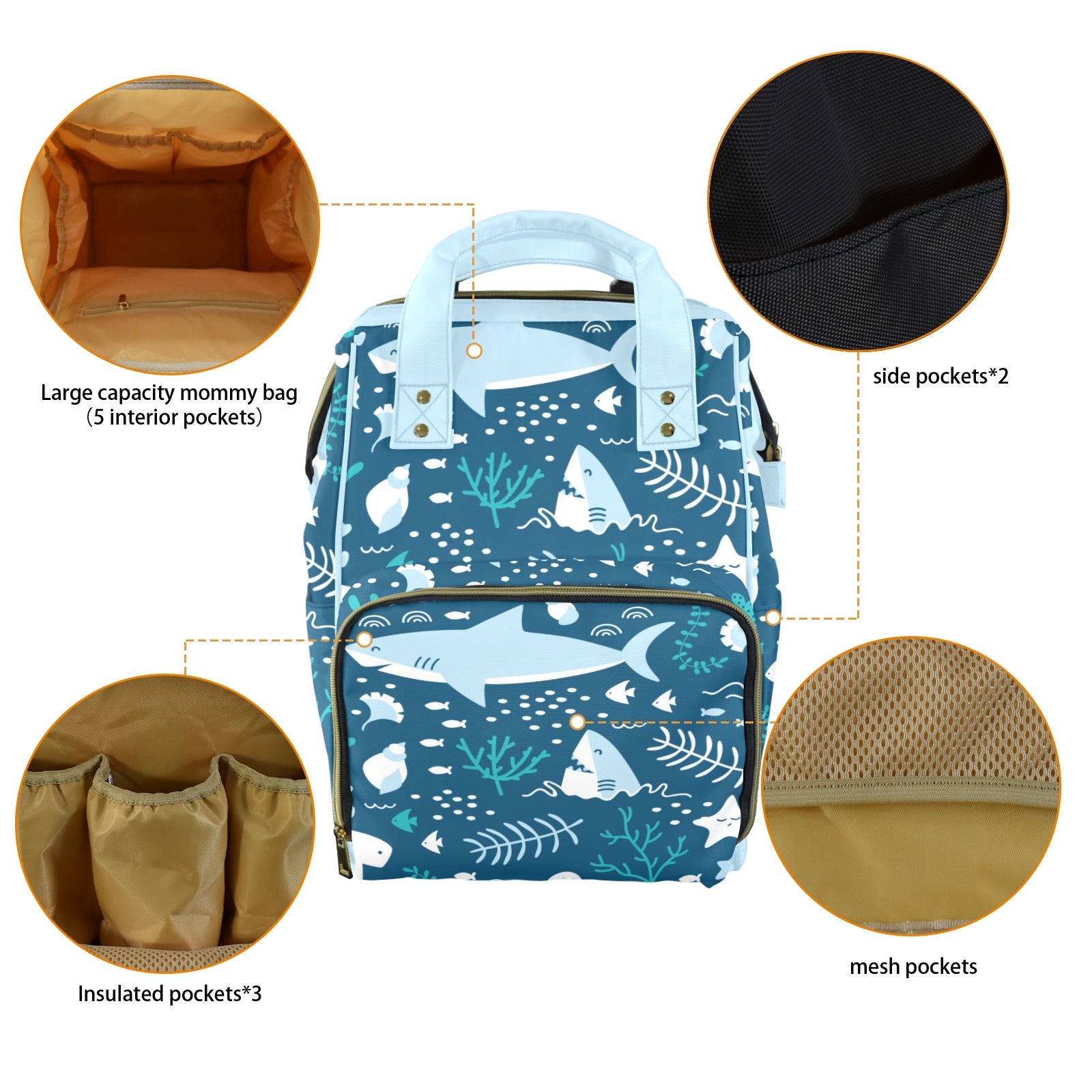 Shark Multi-Function Diaper Bag