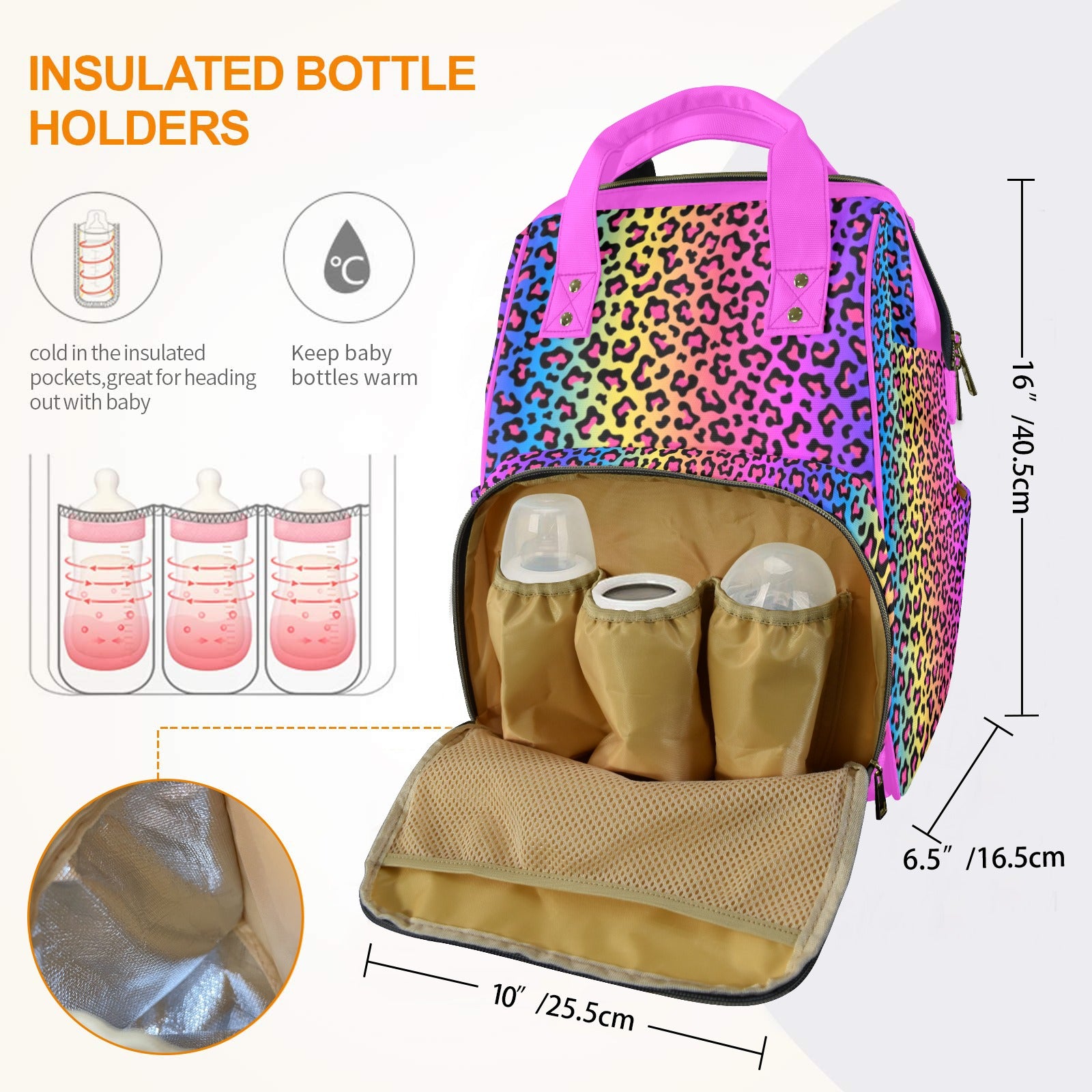 Colorful Cheetah Multi-Function Diaper Bag