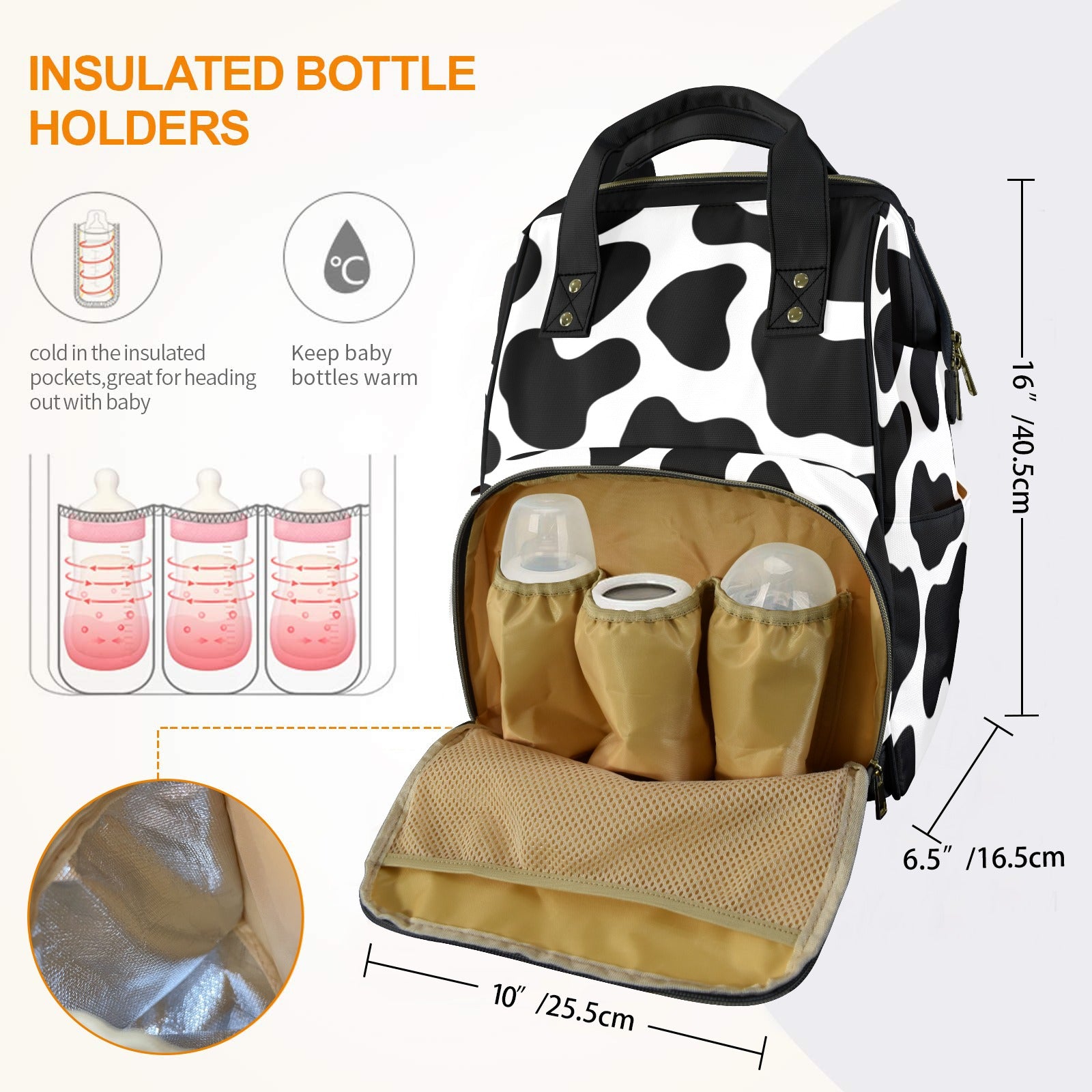 Cow Print Multi-Function Diaper Bag