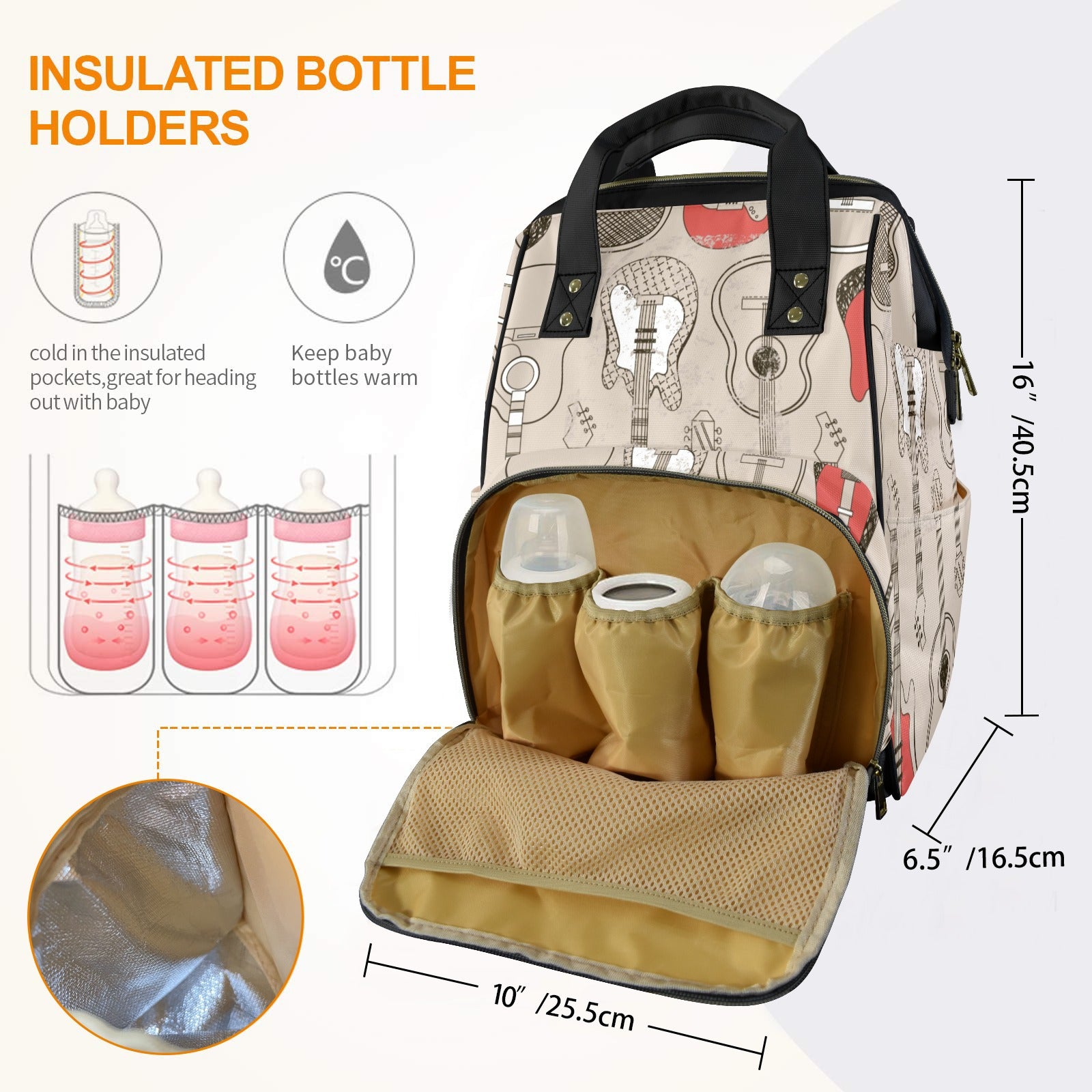 Guitars 1.0 Multi-Function Diaper Bag