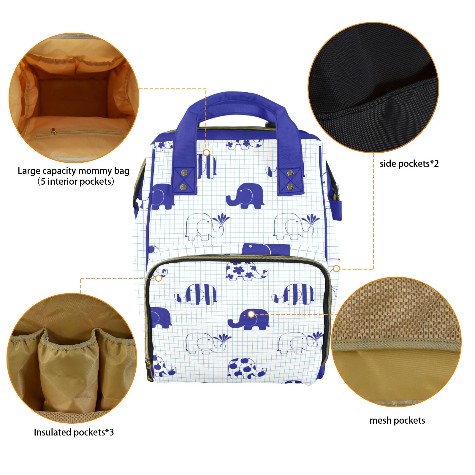Blue Elephant Multi-Function Diaper Bag
