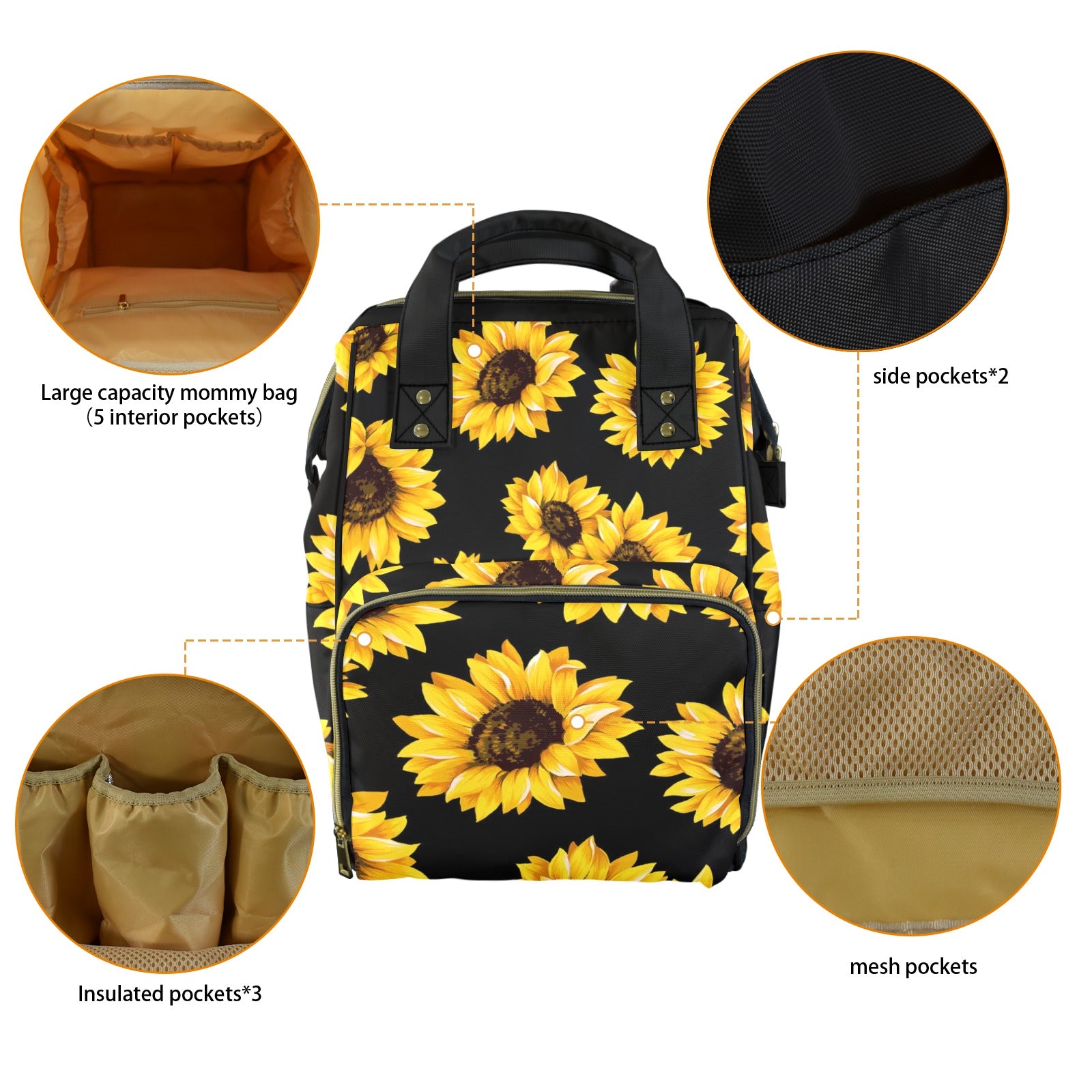Sunflower Multi-Function Diaper Bag