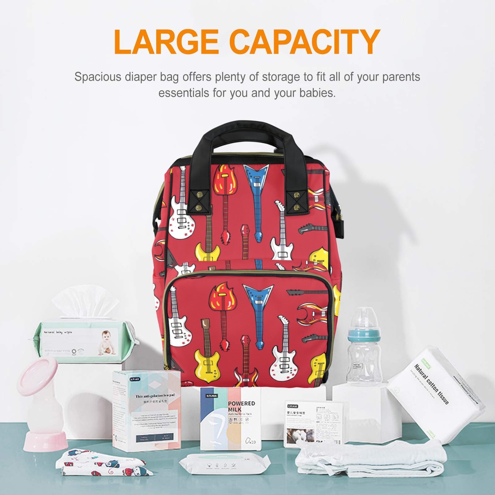 Guitars Multi-Function Diaper Bag