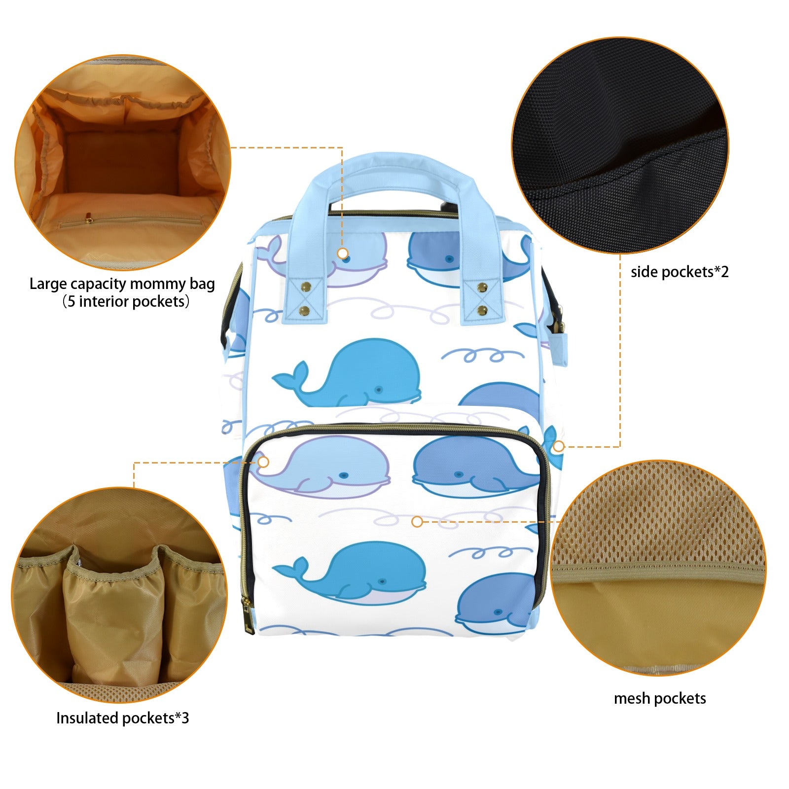 Whale Multi-Function Diaper Bag
