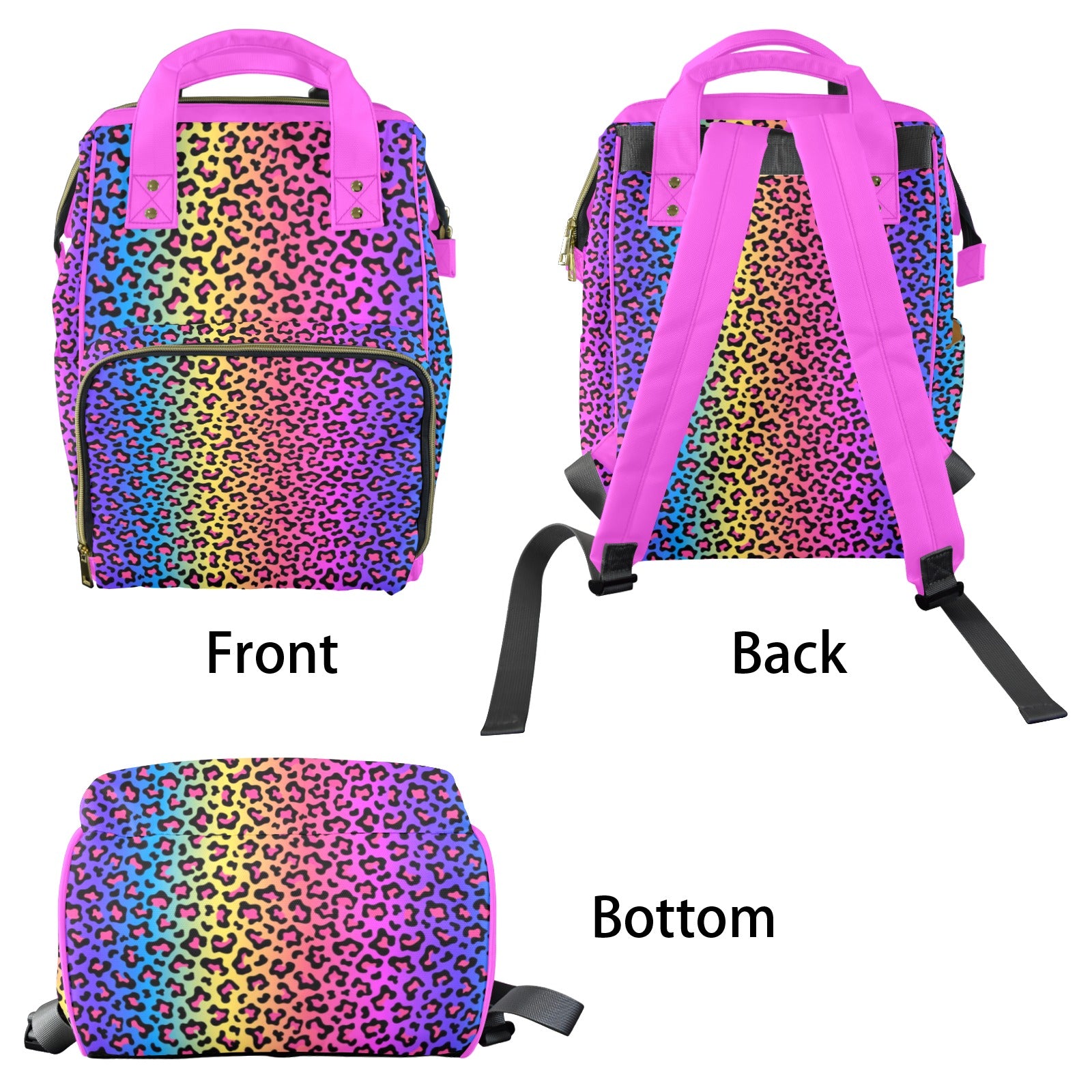 Colorful Cheetah Multi-Function Diaper Bag